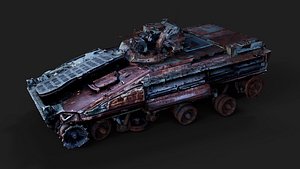 war destroyed APC vehicle burned wreck PBR photogrammetry 3D