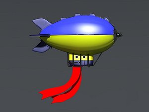 3D cartoon airships flying machines