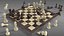 3D model Chess set  chess clock with table and chair