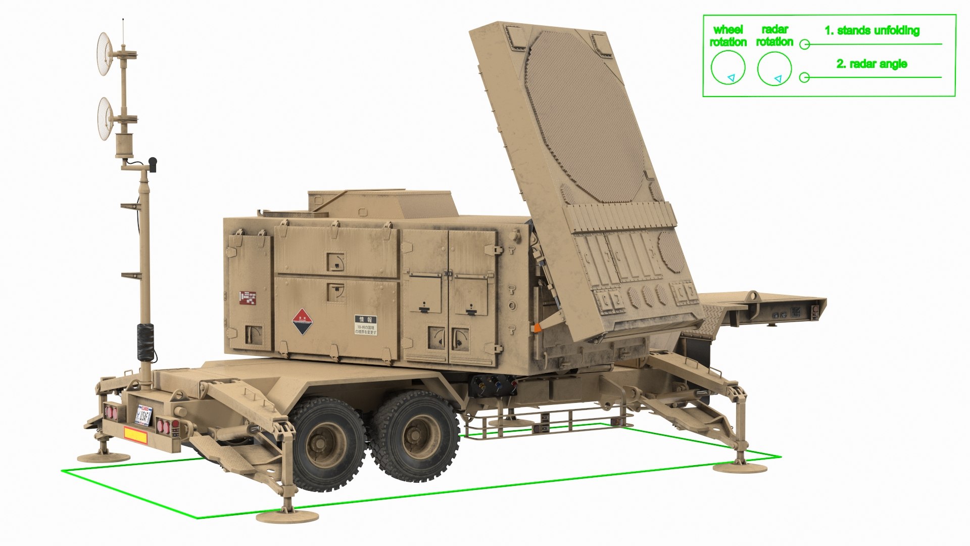 Patriot AN MPQ53 Radar Set Rigged 3D model preview