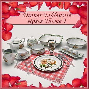 Dinner Tableware Roses Theme 1