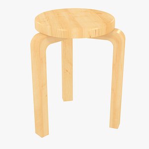 minimalist wooden artek alvar aalto 3D model