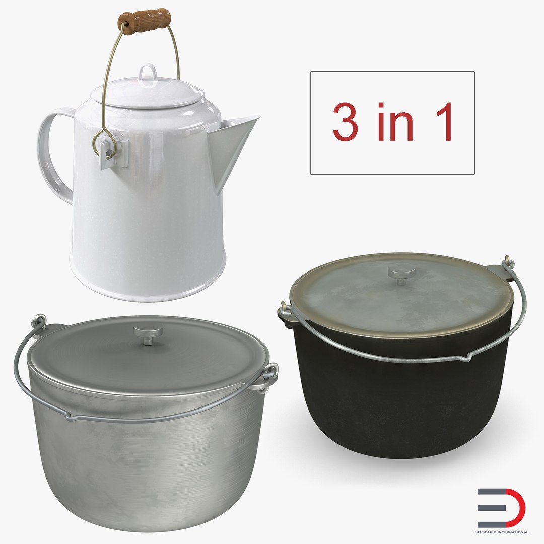 Camping Pots Collection 3D model preview