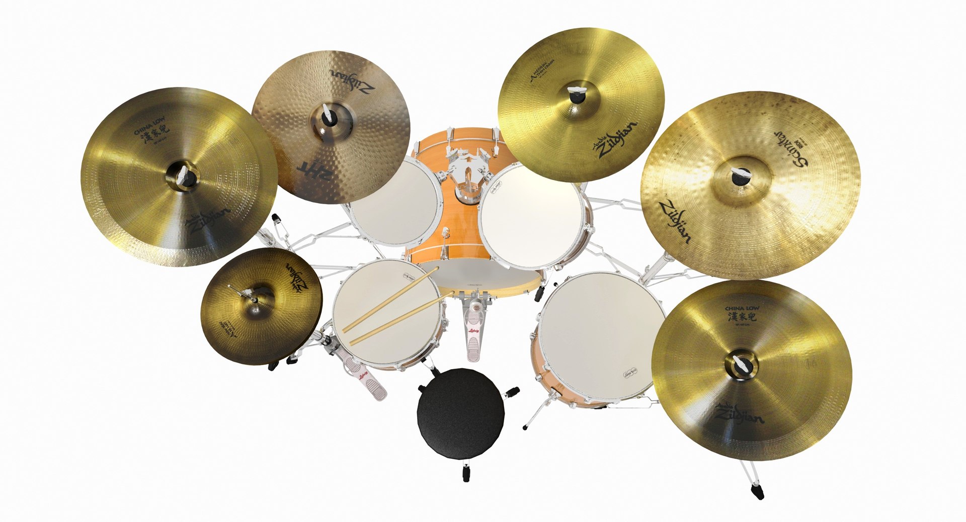 3d model ludwig element drum set