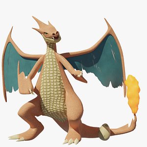 Charizard XY and Rock 3D model rigged