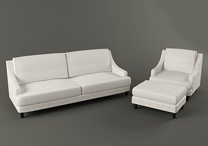 landon sofa armchair ottoman 3d model