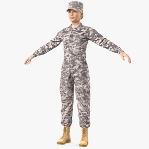 female soldier military acu 3D model