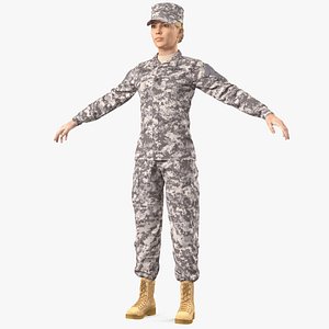 Female Soldier Military ACU Fur Rigged