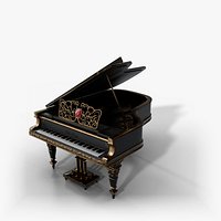 Leonard Grand Piano - Baroque Black and Gold Piano