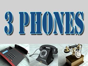 3 telephones antique phone 3d model