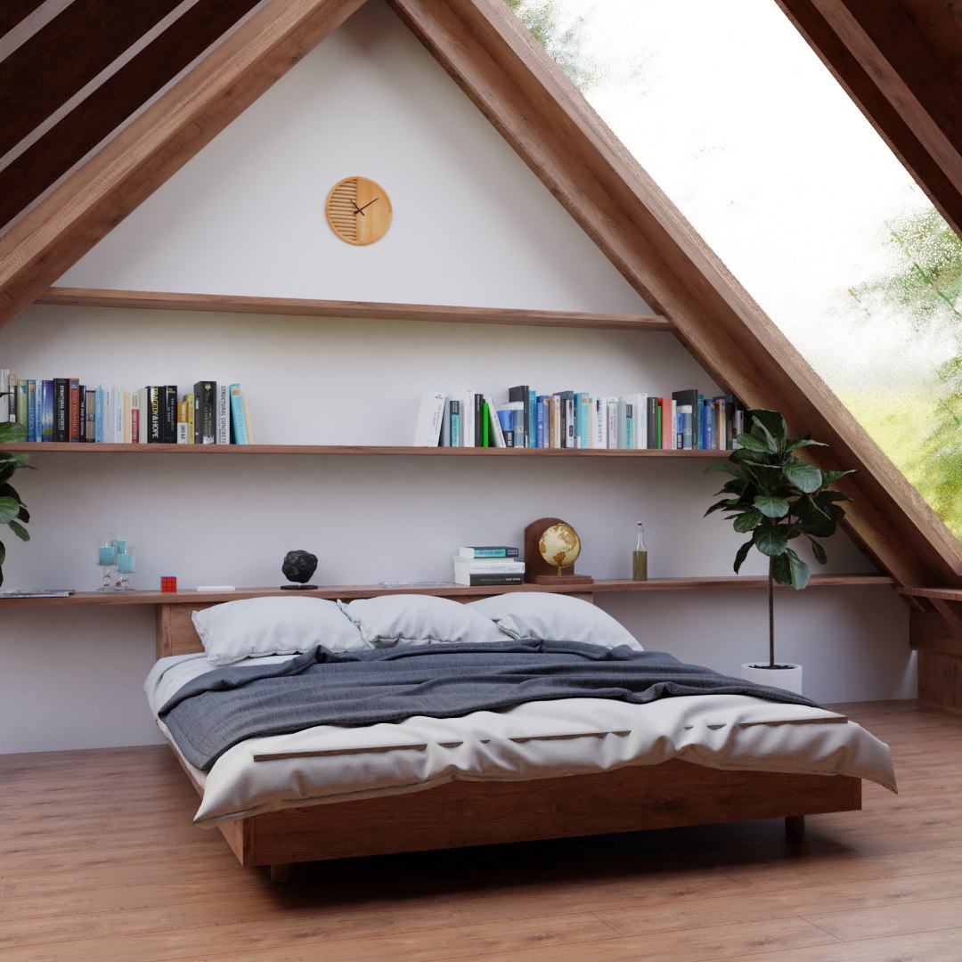 ATTIC BEDROOM - A Frame 3D - TurboSquid 1755452