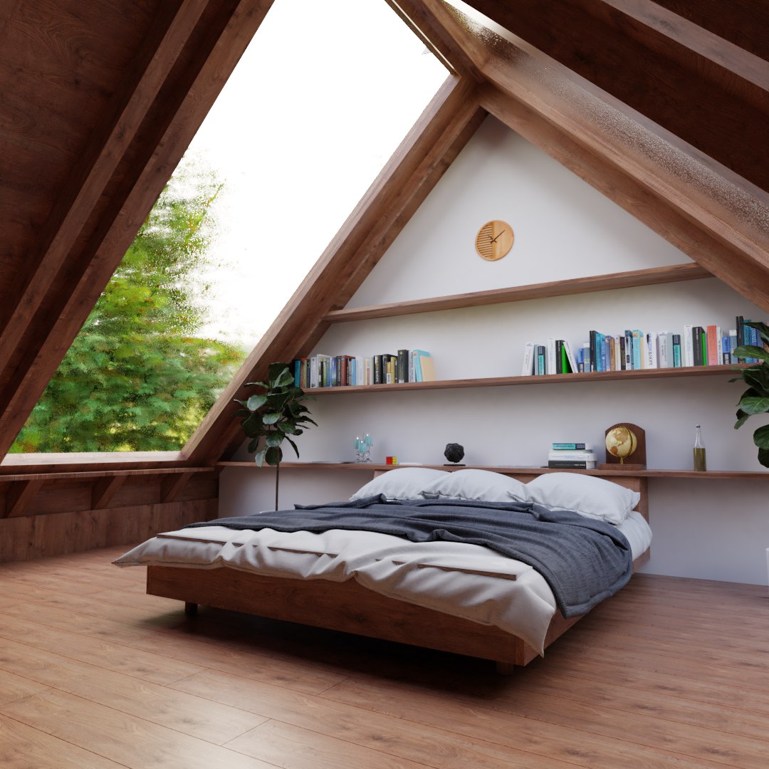 ATTIC BEDROOM - A Frame 3D - TurboSquid 1755452