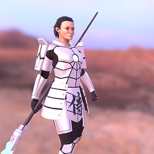 3D model sci-fi samurai girl