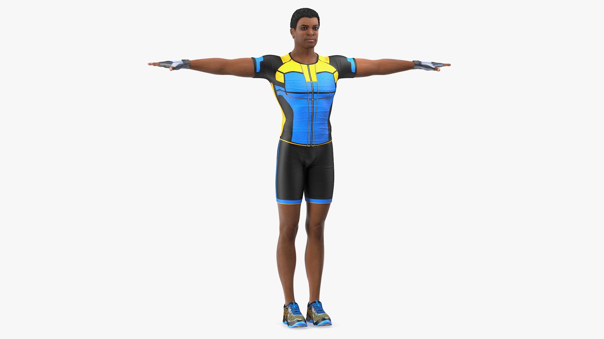 Light Skin Black Sportsmen T Pose 3D model preview