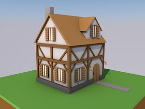 3D low-poly medieval house