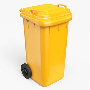 3D Wheeled Garbage Bin Yellow