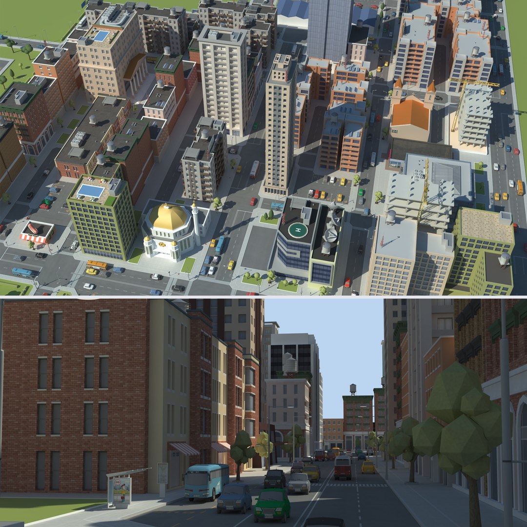 realistic city scene 3d max
