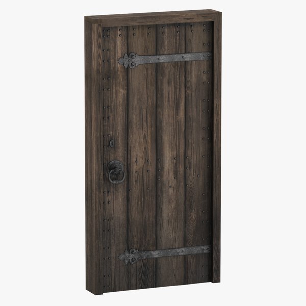 Medieval Wooden Door Single 04 3D model