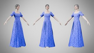 Dress 27 Very Light Blue With Design 3D model