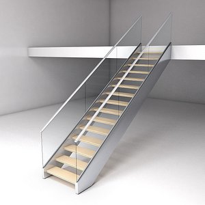 3d model steel modern stair