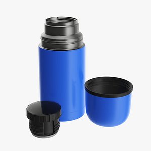 Thermos small stainless steel with cup opened