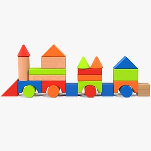 train wooden building blocks 3D model