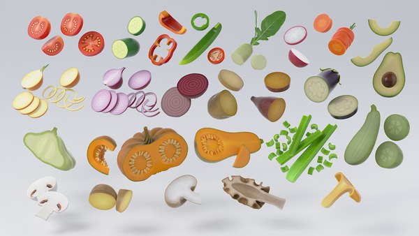 Grande coleção de vegetais de desenhos animados Modelo 3D