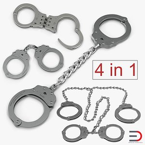 handcuffs chain hinged 3D model