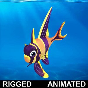 3D model cartoon rigged fish animation