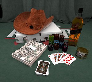 3D model poker dollar chip liquor
