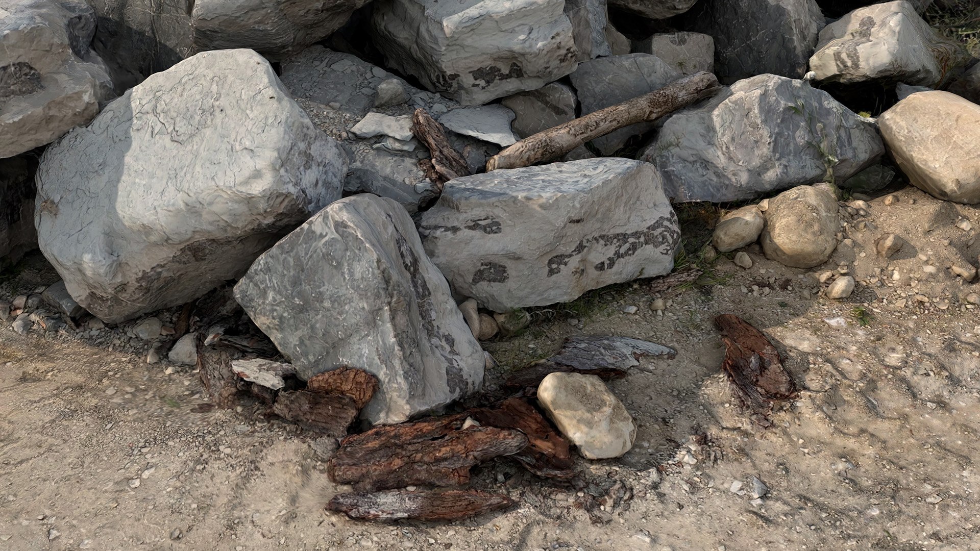 Gravel Rock Pile 02 - 3D Photogrammetry Model Scan Of Pile Of Rocks On ...