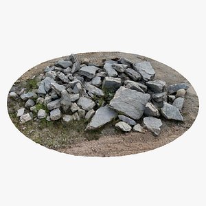 Gravel Rock Pile 02 - 3D photogrammetry model scan of pile of Rocks on grass 3D model