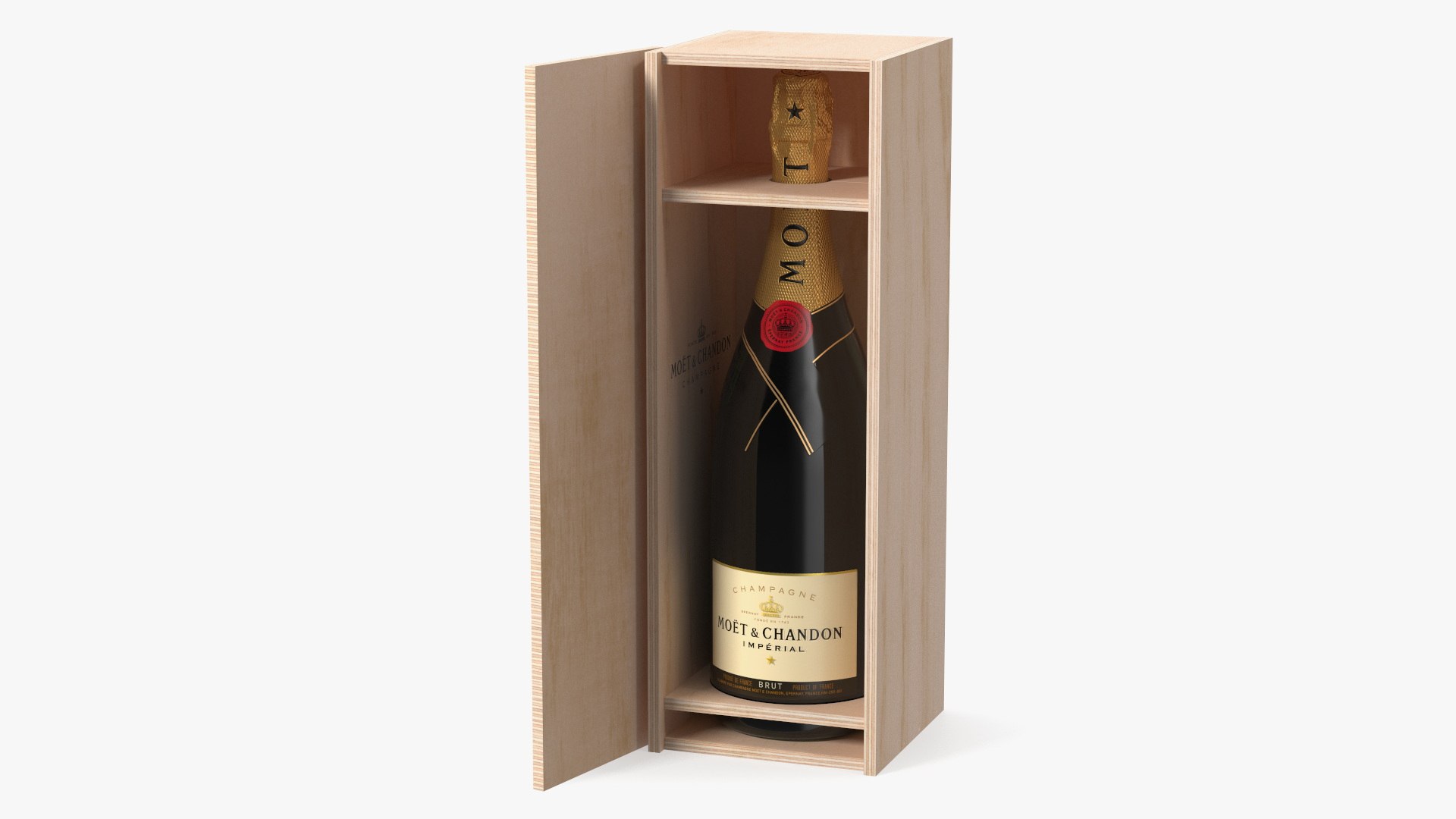 Champagne Moet in Wooden Box 3D model preview