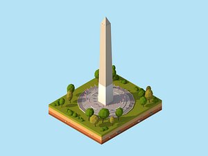 Cartoon Lowpoly USA Washington Monument