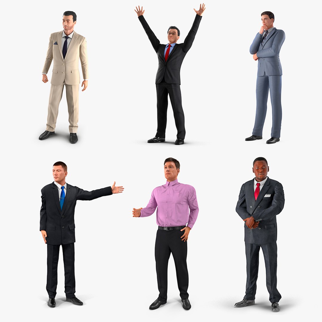 Rigged Businessmans Collection 3 3D model preview