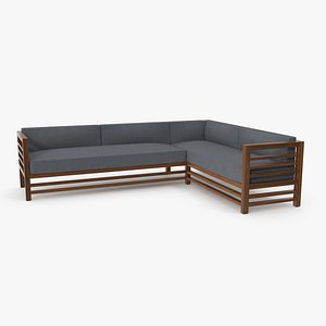 Corner Wood Outdoor Sofa 3D model