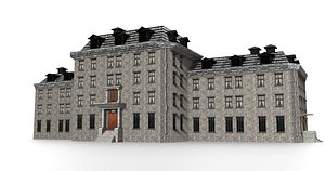 3D old asylum building exterior model