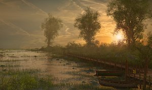 3D model landscape river nature