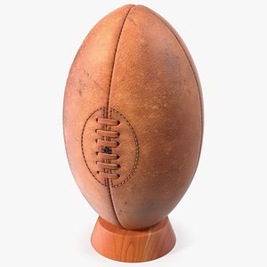 3D Vintage Rugby Ball With Kicking Tee