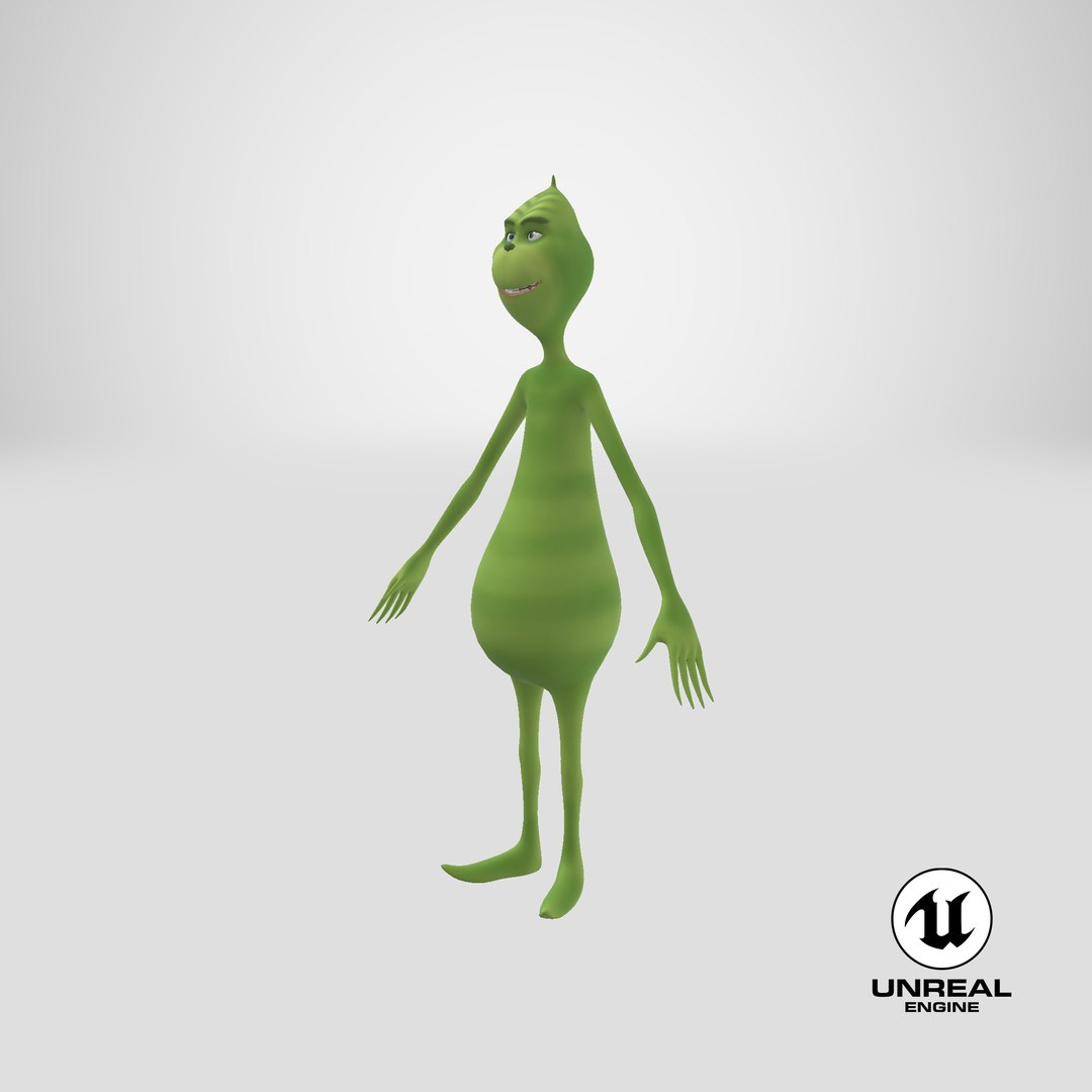 Cartoon Grinch Character T-Pose model https://p.turbosquid.com/ts-thumb/H3/ERDcvu/tb/stemcell_unreal_render/png/1706008732/1920x1080/fit_q87/b0b5874b65449b3c8a8dcefb50d80ca49cf415e4/stemcell_unreal_render.jpg