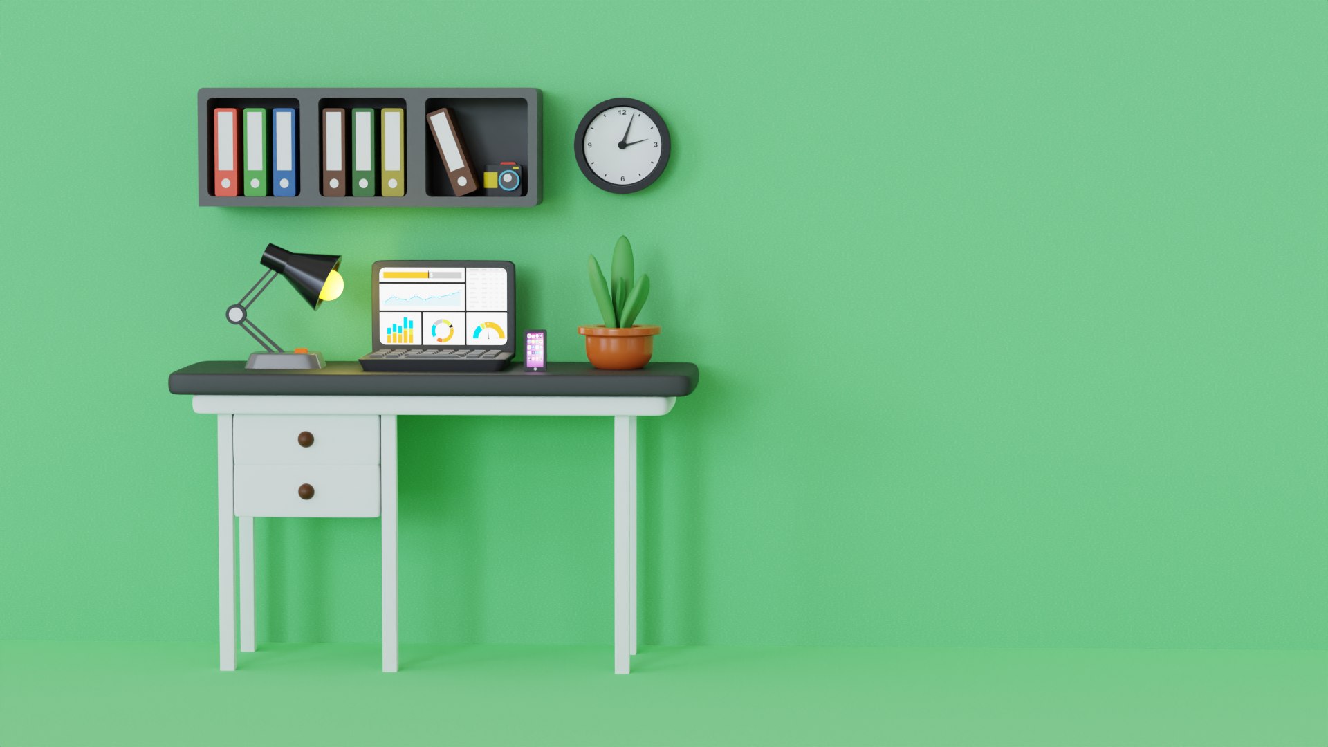 3D Cute office mockup Scene - TurboSquid 2111854