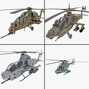 3d rigged military helicopter model