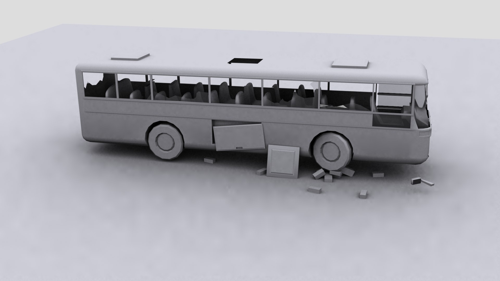 3d Coach Destroyed Zombies