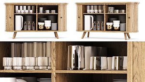 3D Mira restaurant cabinet with dishes V5 by Bpoint model