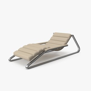 Beige Leather Sun Lounger