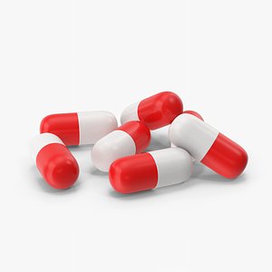 3D model Pill Capsule Stack Red White