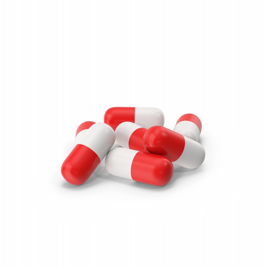 3D model Pill Capsule Stack Red White - TurboSquid 1871998