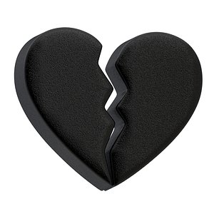 3D Broken Heart Emoji Black