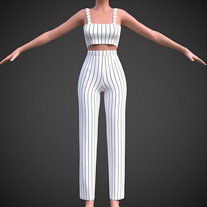 two piece stripes outfit- Crop Cami Top And pants