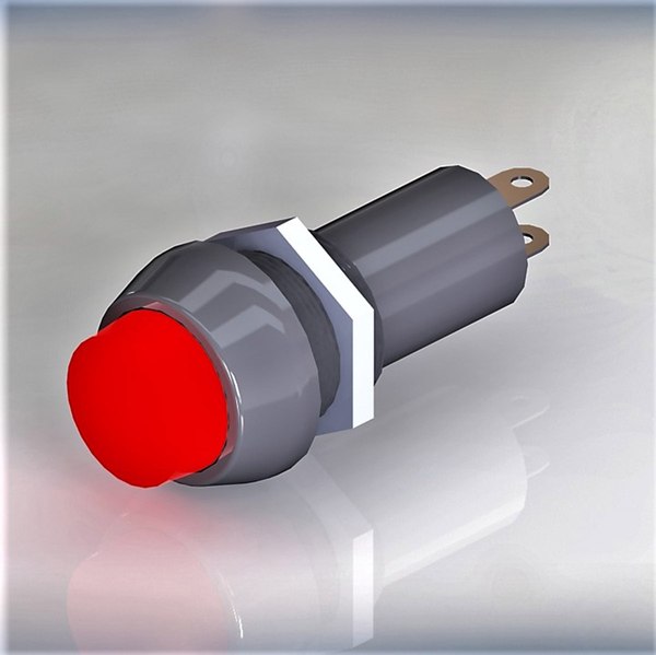 3D модель Сигнальная лампочка 10 красная - TurboSquid 1313736